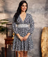 Lantern Sleeve Lace Trim Floral Dress